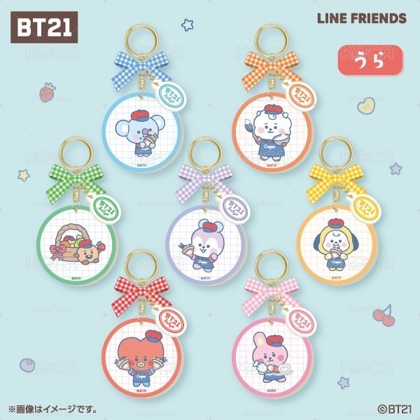 BT21 / 日本全家限定 可麗餅系列 毛絨徽章 / 蝴蝶結壓克力鑰匙圈