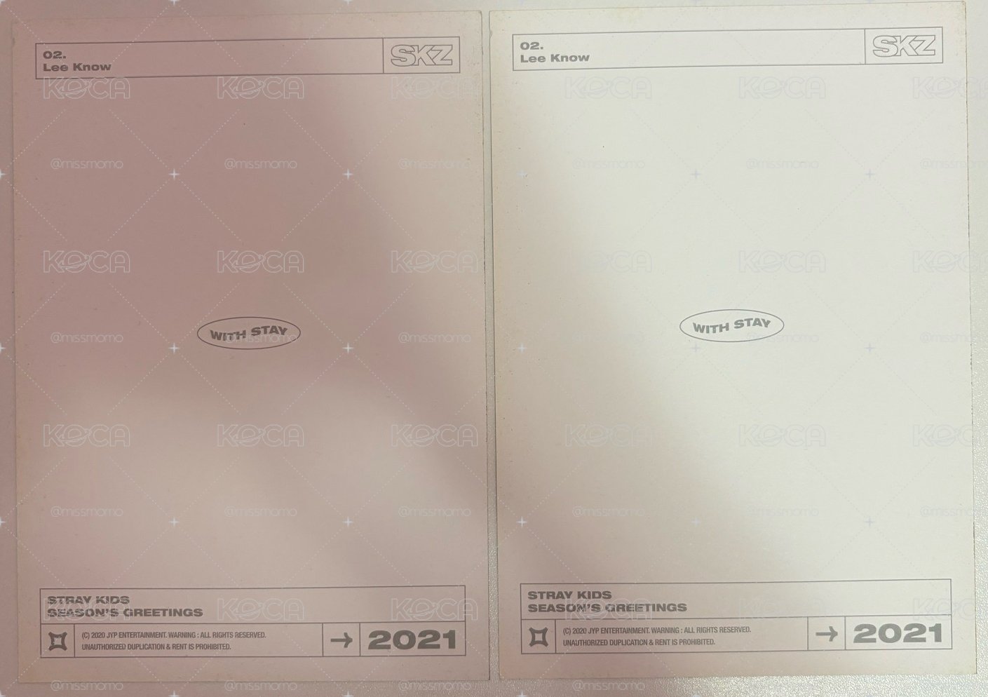Stray kids 李旻浩 2021 年曆 明信片 