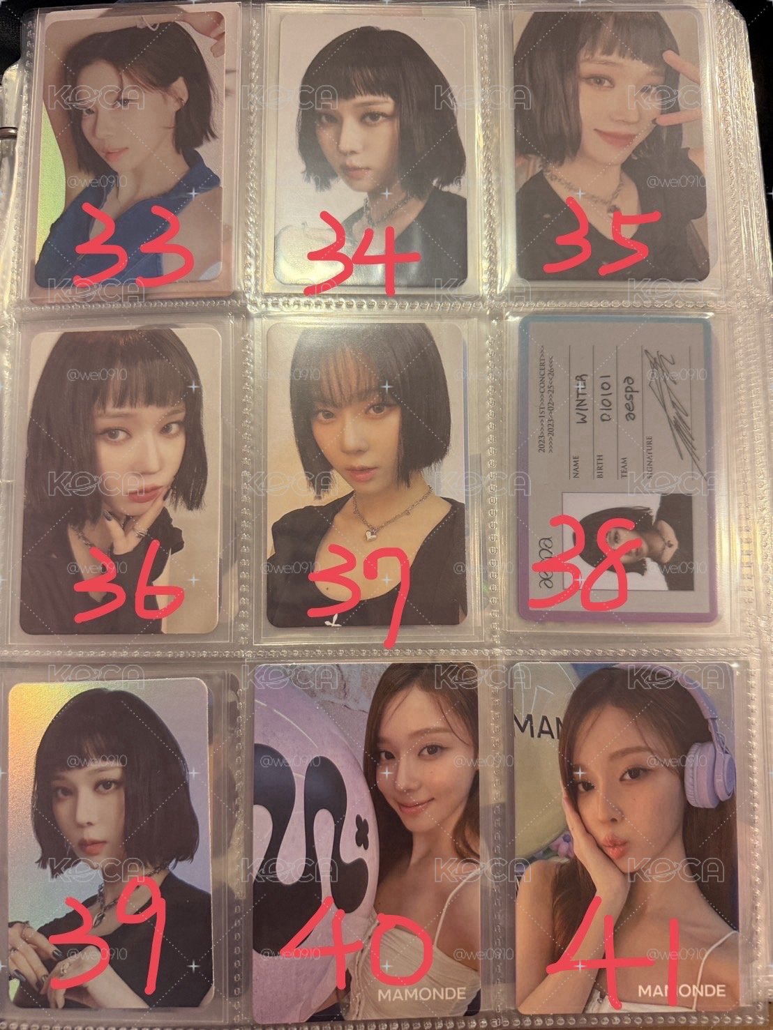 winter 冬天 小卡 專輯卡 幸運卡 代言卡 隨機卡 簽售卡