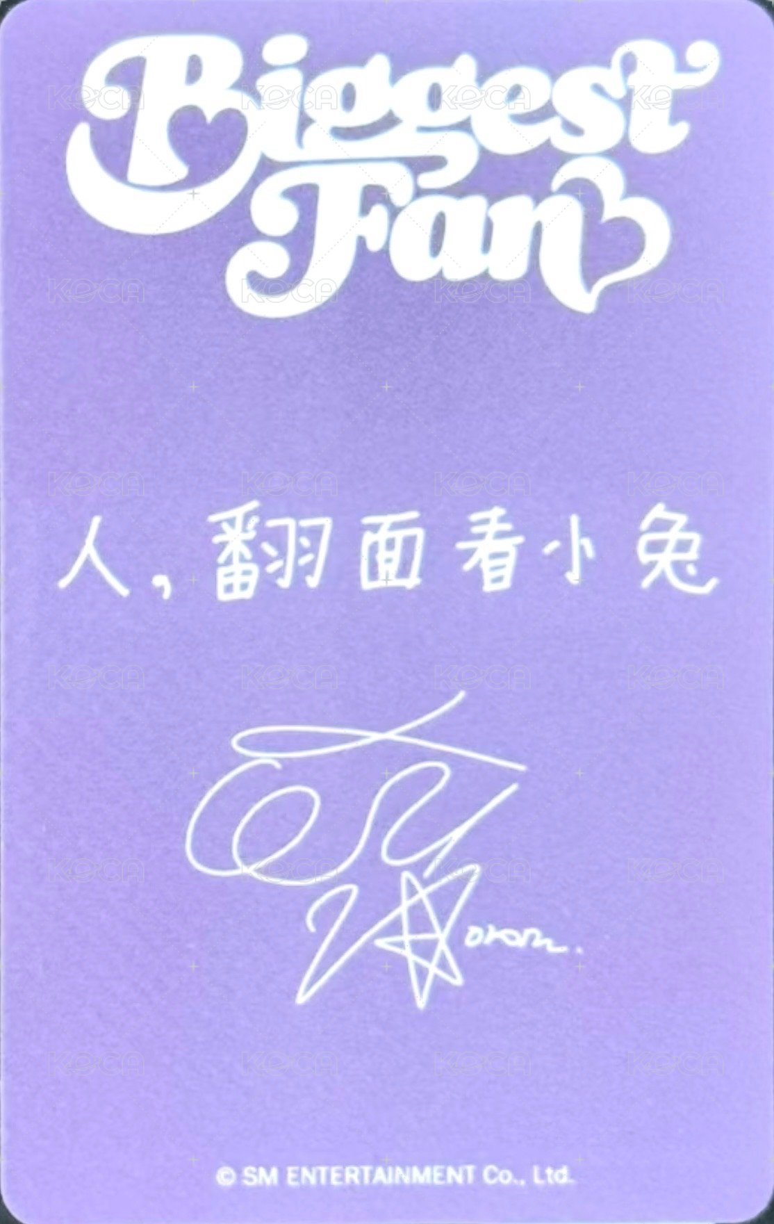 Biggest Fan kms Fansign card  Back
