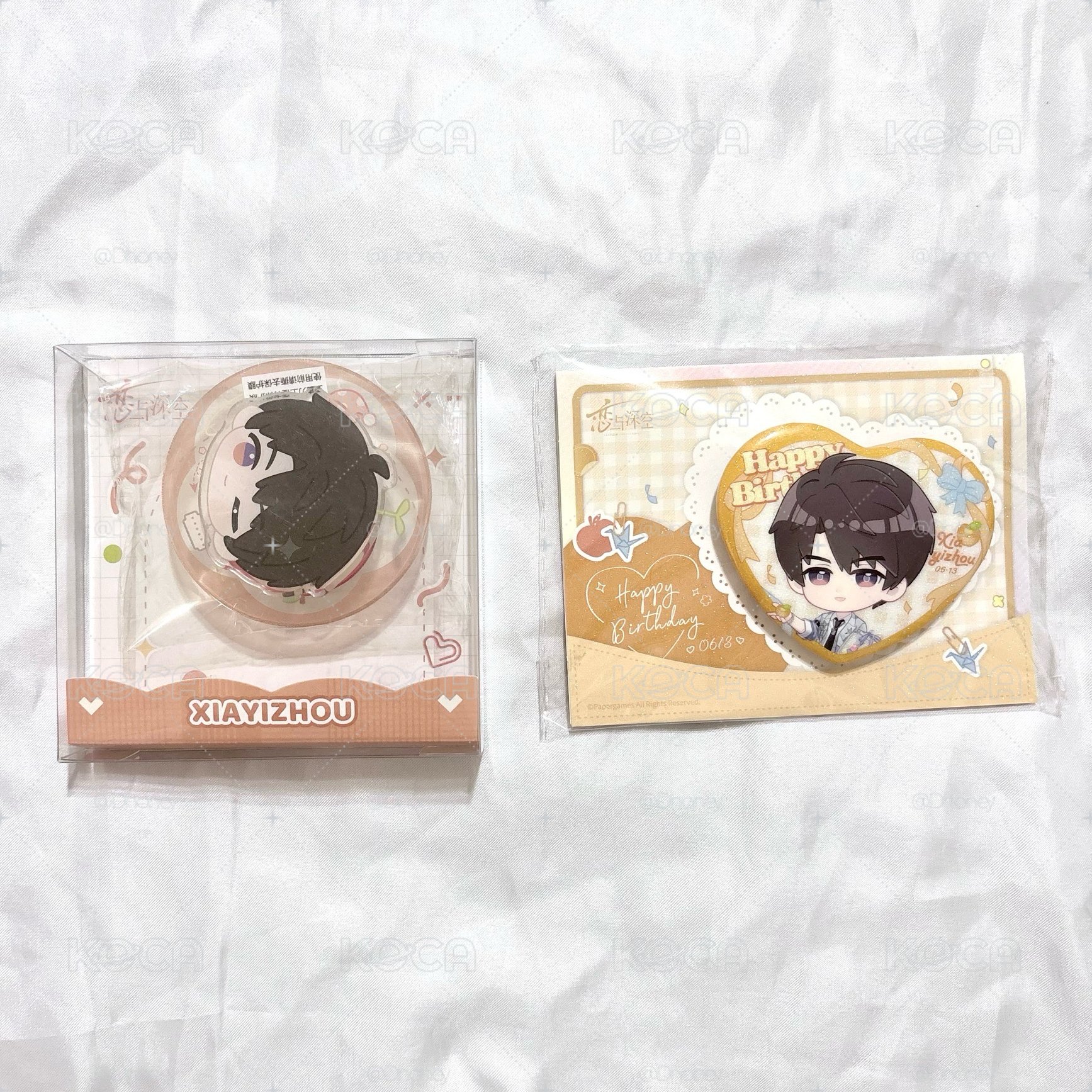 現貨 全新未拆 夏以晝 絨心手機支架+生日Q徽