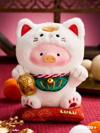 罐頭豬LULU - 「一喵在手，財富我有」膠臉毛絨掛件 吊娃 招財貓