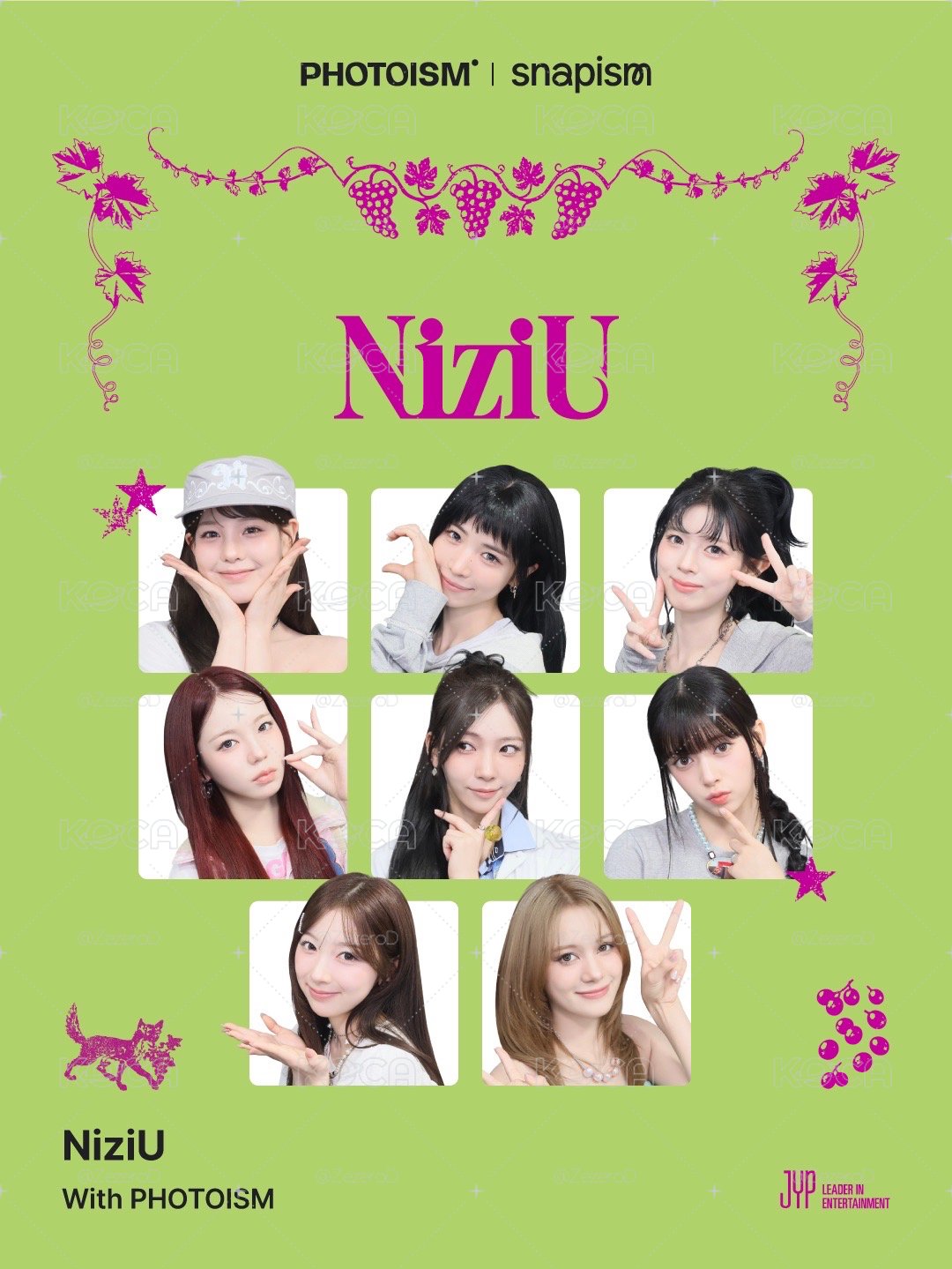 NiziU Sour Grapes X photoism X snapism 人生四格卡 貼紙 代印