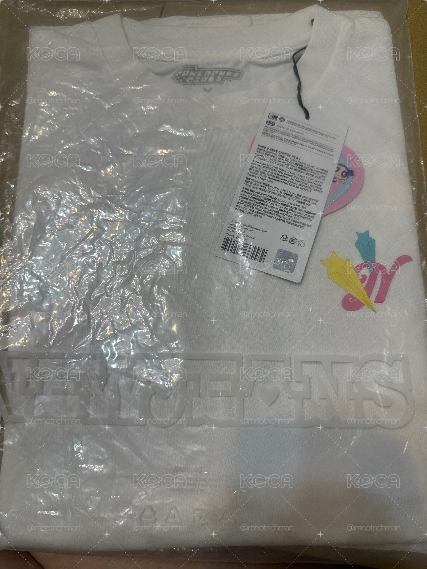 ［現貨］NEW JEANS THE POWERPUFF GIRLS x NJ 短袖白色 (全新未拆 圖二韓網分享圖）