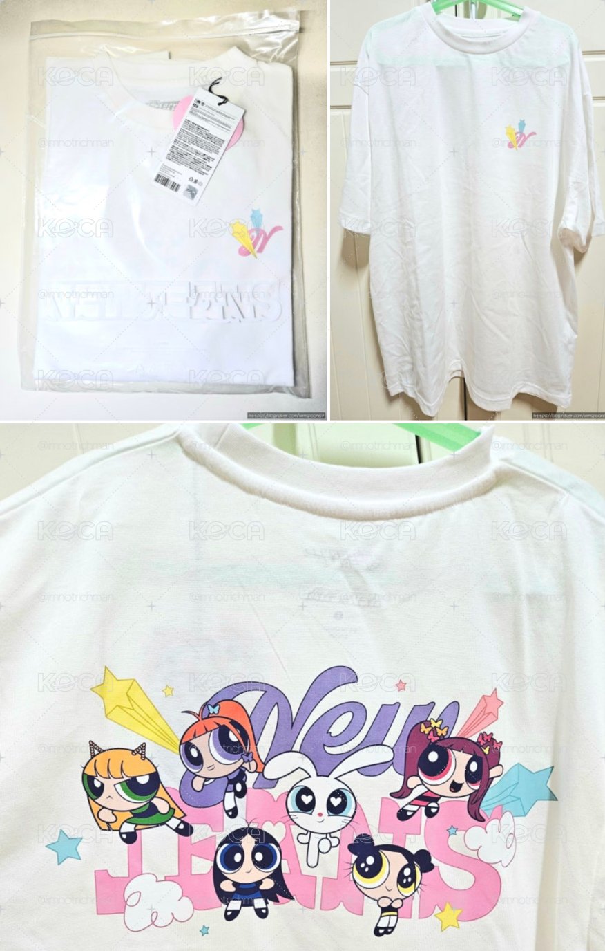 ［現貨］NEW JEANS THE POWERPUFF GIRLS x NJ 短袖白色 (全新未拆 圖二韓網分享圖）