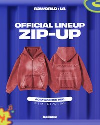 82WORLD : LA 外套 ZIP-UP (ACID WASHED RED)