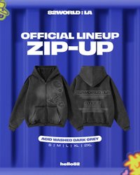 82WORLD : LA 外套 ZIP-UP (ACID WASHED DARK GRAY)