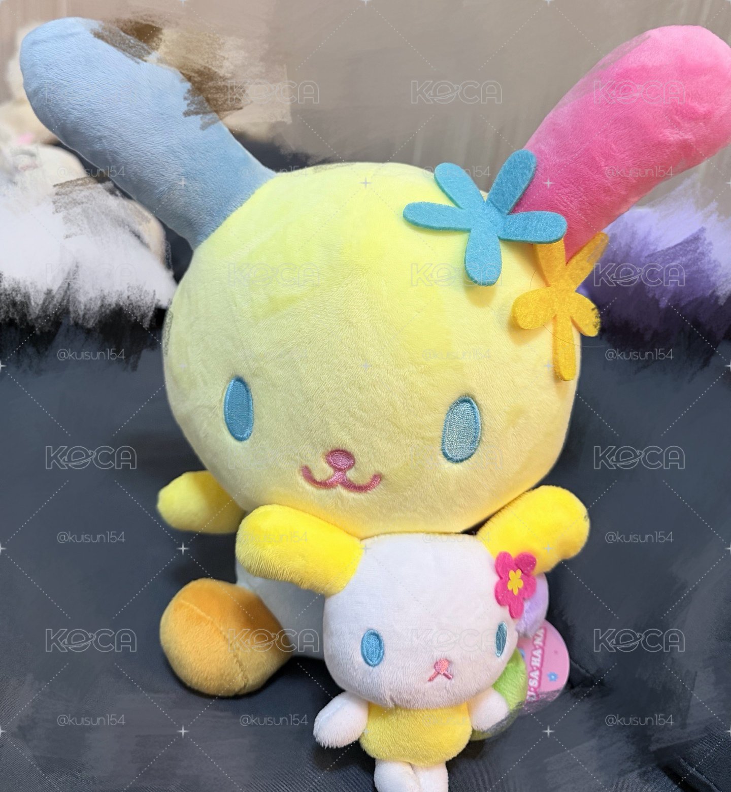 花小兔抱小兔絨毛玩偶