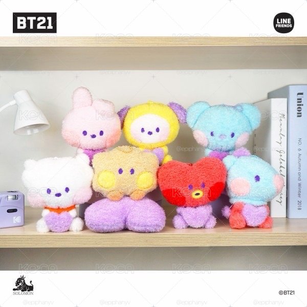  BT21 / 日限 MININI 豆豆眼2way手機支架毛絨娃娃掛飾