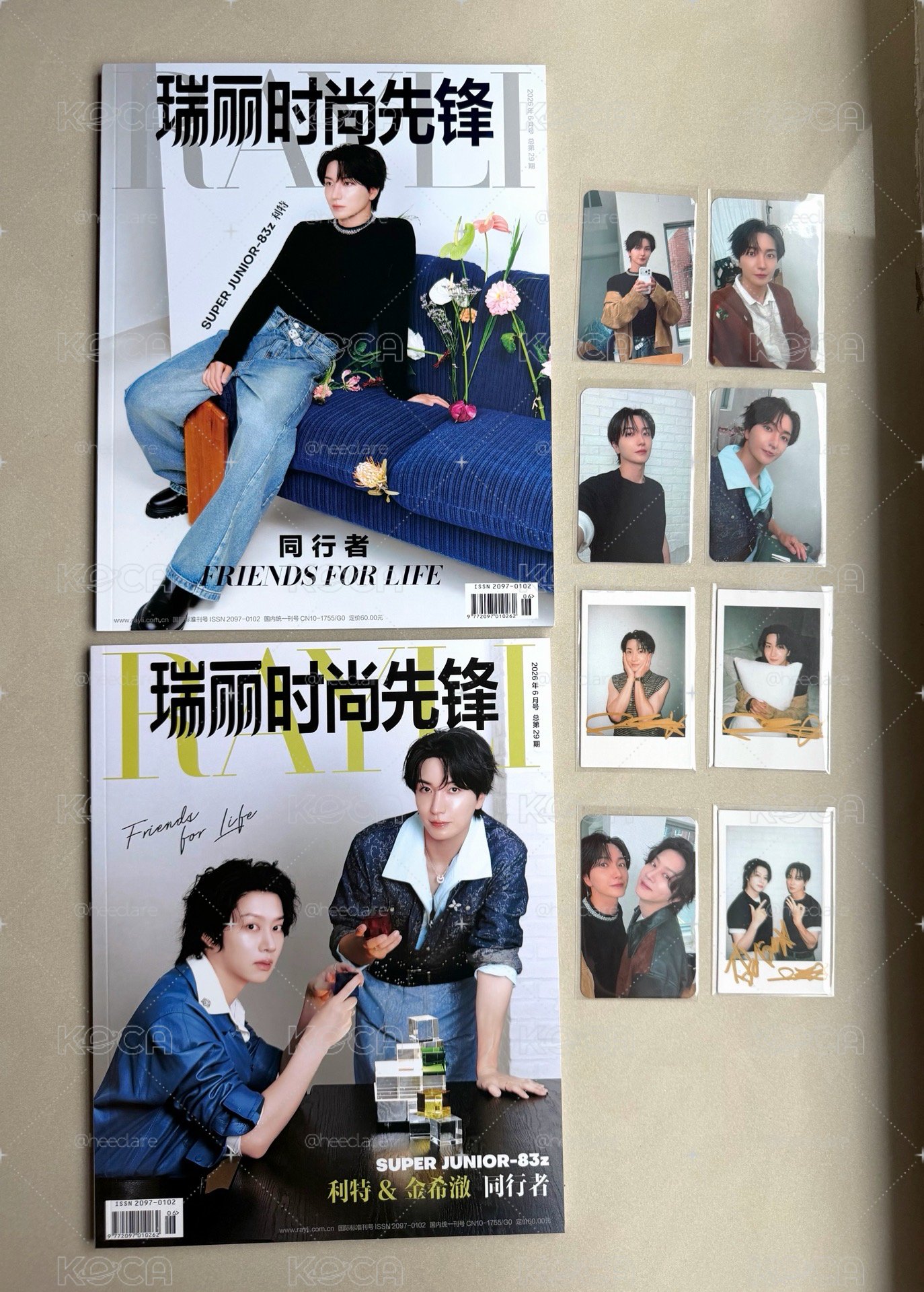 SJ 83z 瑞麗雜誌 如圖全10件（雜誌2本+特卡3+特語音卡+特印簽拍立得2+雙人卡1+雙人印簽拍立得）