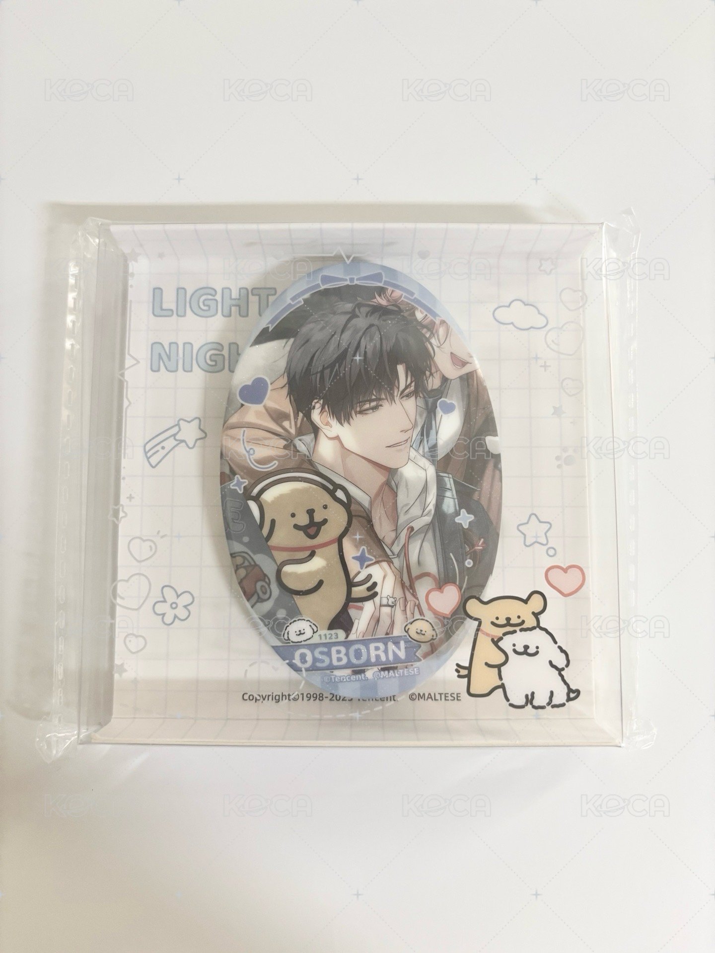 線條小狗橢圓徽章