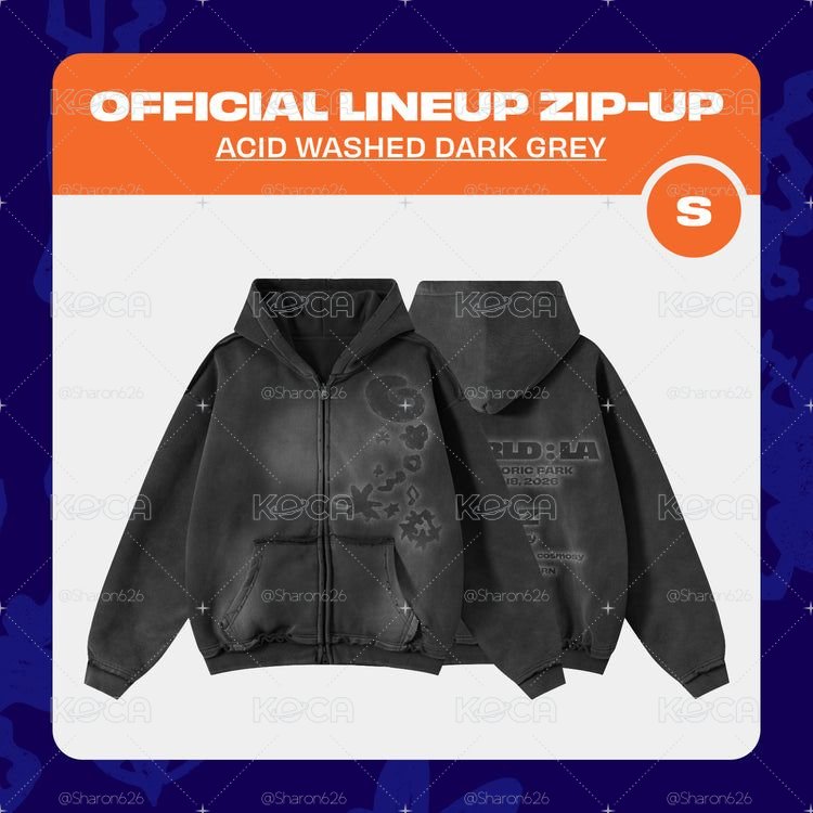 82WORLD : LA 外套 ZIP-UP (ACID WASHED DARK GRAY)