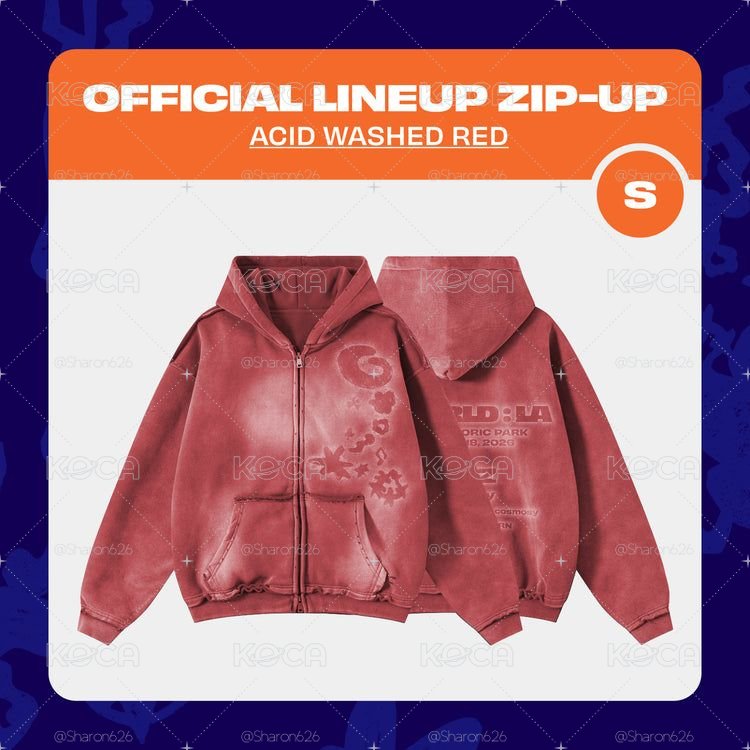 82WORLD : LA 外套 ZIP-UP (ACID WASHED RED)