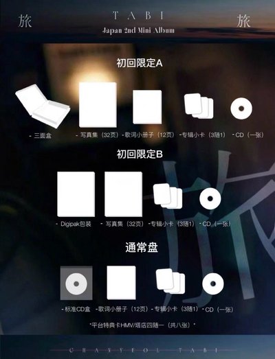 CHANYEOL 朴灿烈 日專 mini2 旅 tabi exo 塔店 hmv