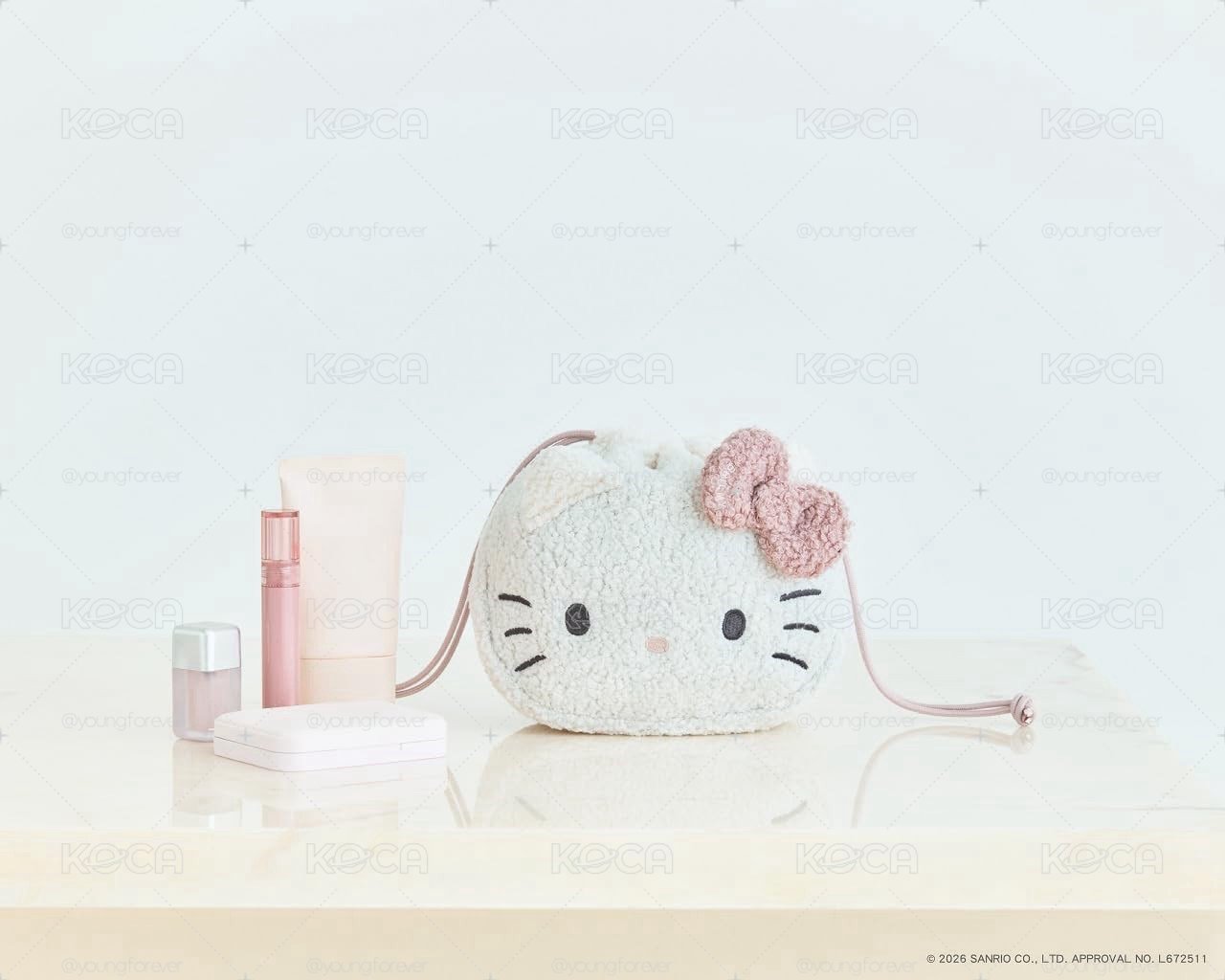 HELLO KITTYＸBRILMY可愛單品：束口化妝包（PALE PINK ver.）