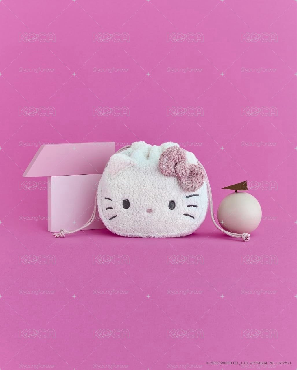 HELLO KITTYＸBRILMY可愛單品：束口化妝包（PALE PINK ver.）