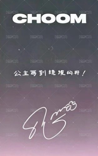 춤 (CHOOM) kms 線上 Fansign card 中背 Back