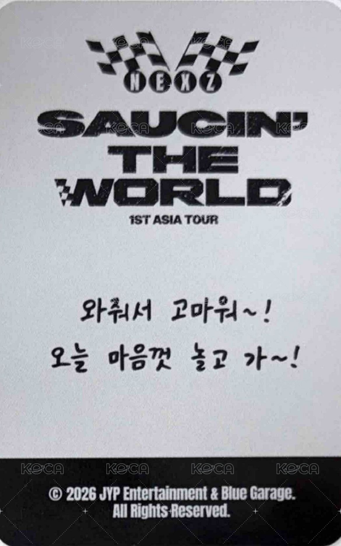 亞巡 首爾場 Day1 Entry card / venue-limited card  Back