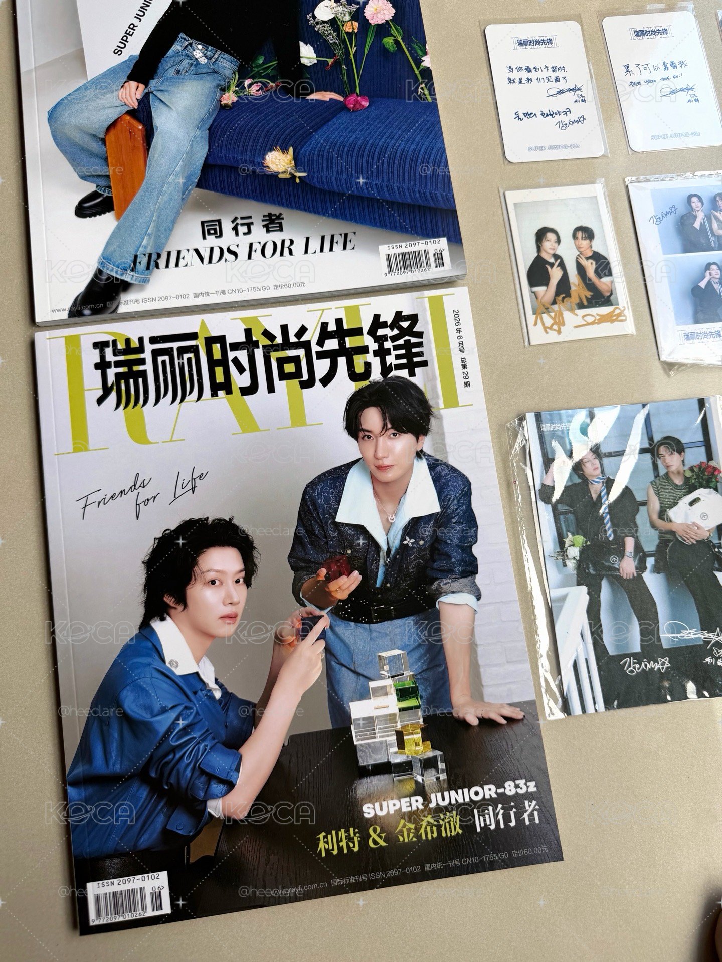 SJ 83z 瑞麗雜誌 如圖全11件 滿滿利特（雜誌2本+特卡3+特語音卡+雙人印簽拍立得+雙人卡+明信片+人生四格）