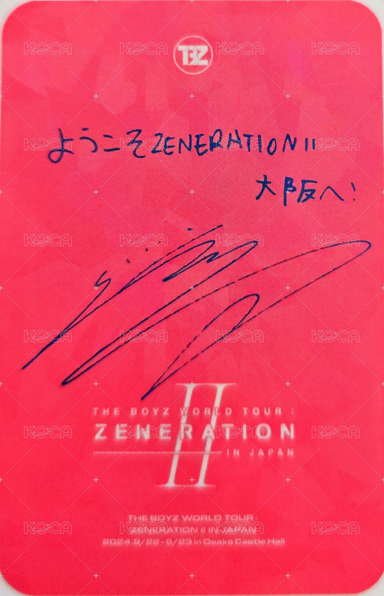 THE BOYZ WORLD TOUR : ZENERATION Ⅱ 入場卡 / 場限卡 JAPAN 背面