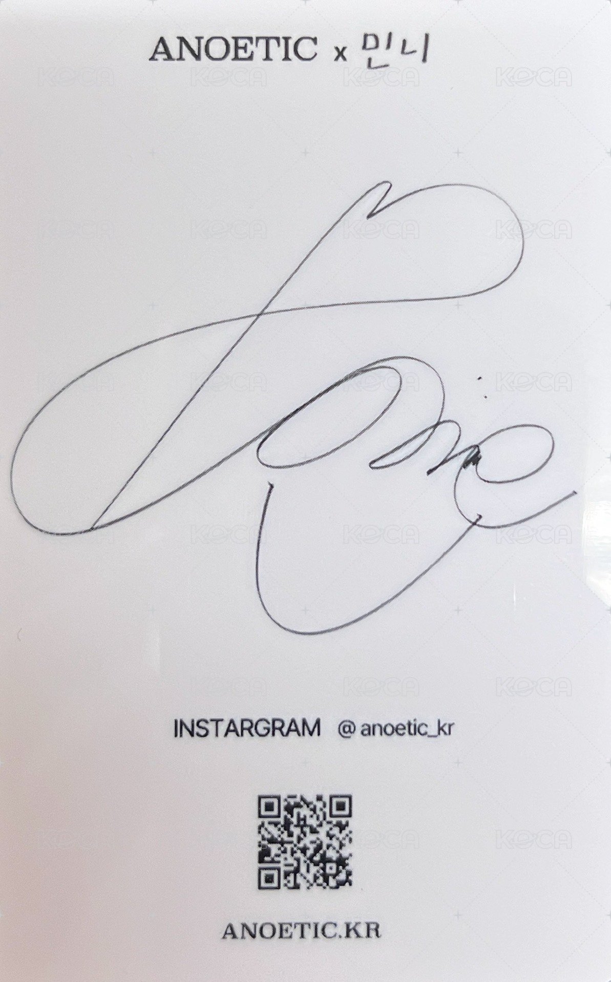 代言卡 ANOETIC 背面