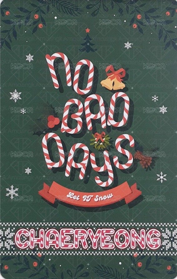NO BAD DAYS 周邊卡 十二月 背面