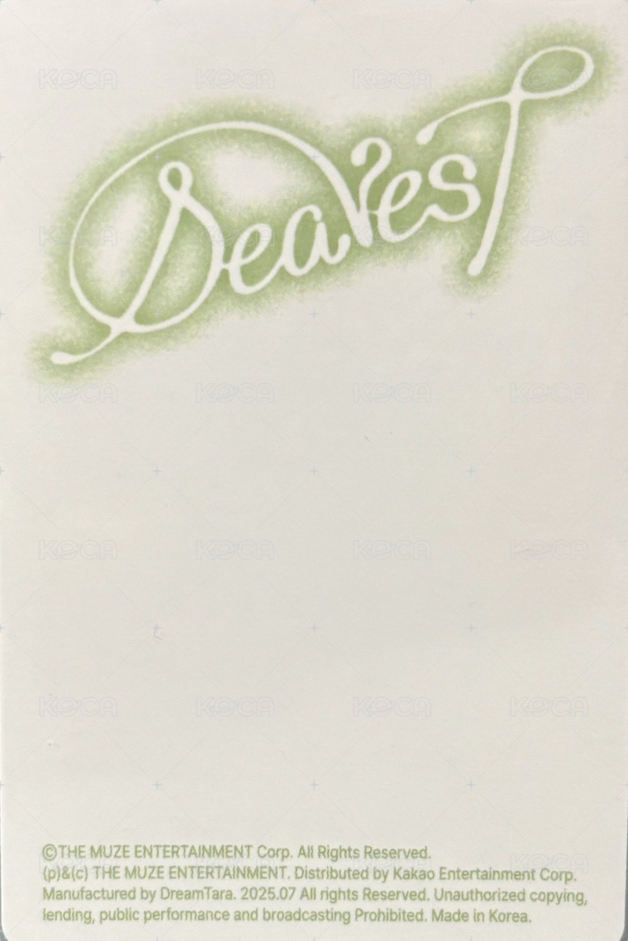 Dearest PB專Dear版 專輯卡  背面