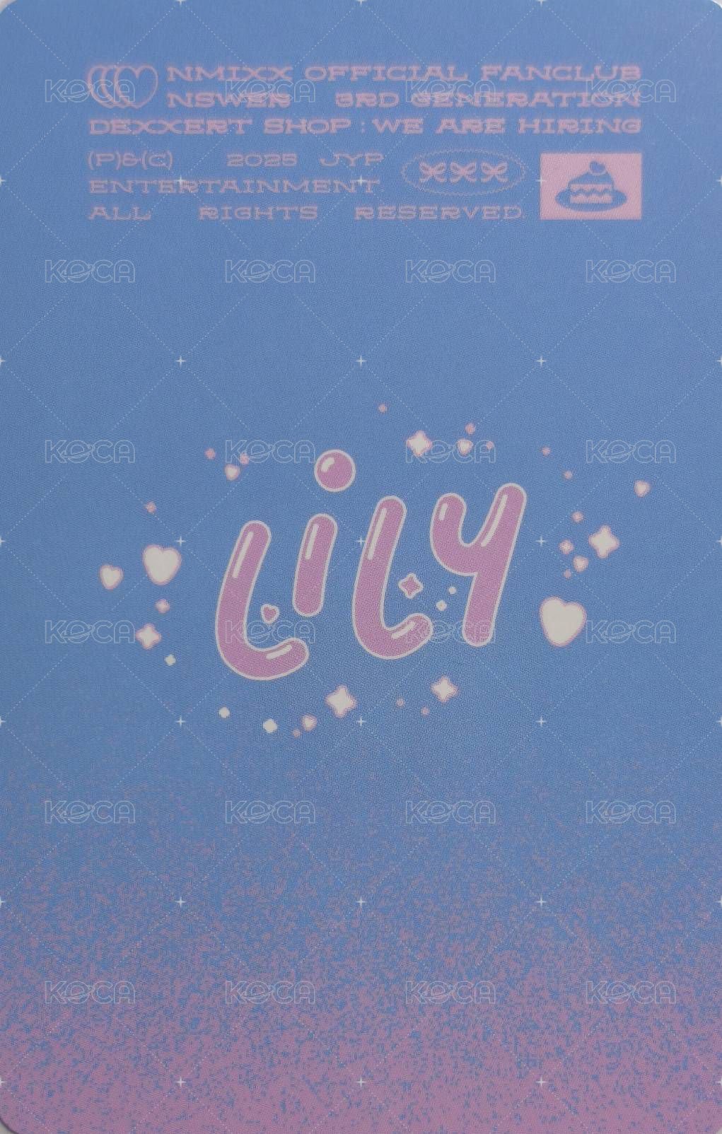 三期會員 會員禮卡 三期會員禮卡莉 背面