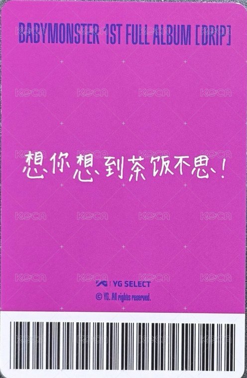 DRIP yg 中區 團封預售 特典卡 中背 背面