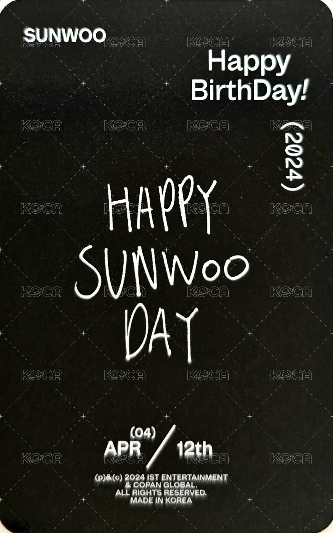THE BOYZ HBD SPECIAL KIT [SUNWOO DAY] 周邊卡  背面