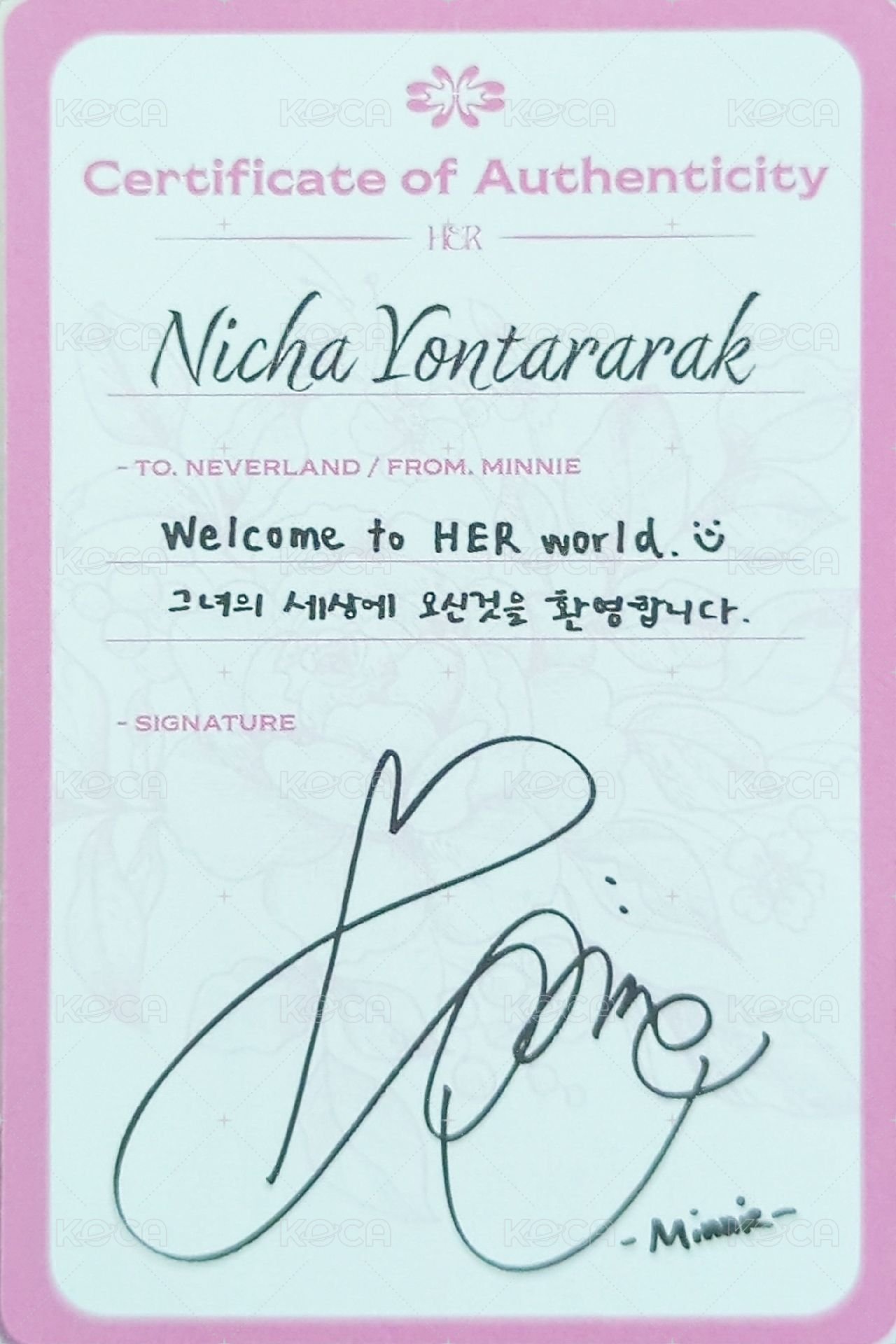 HER 專輯卡 pink版 背面