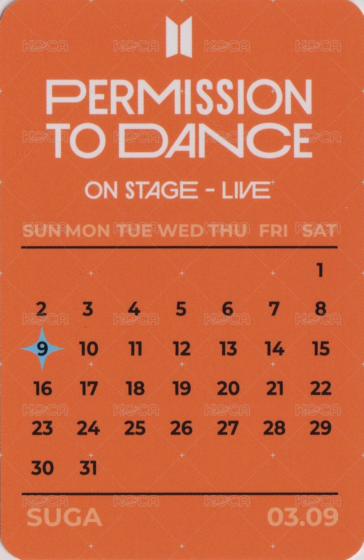 PTD Live yes24 特典卡  背面