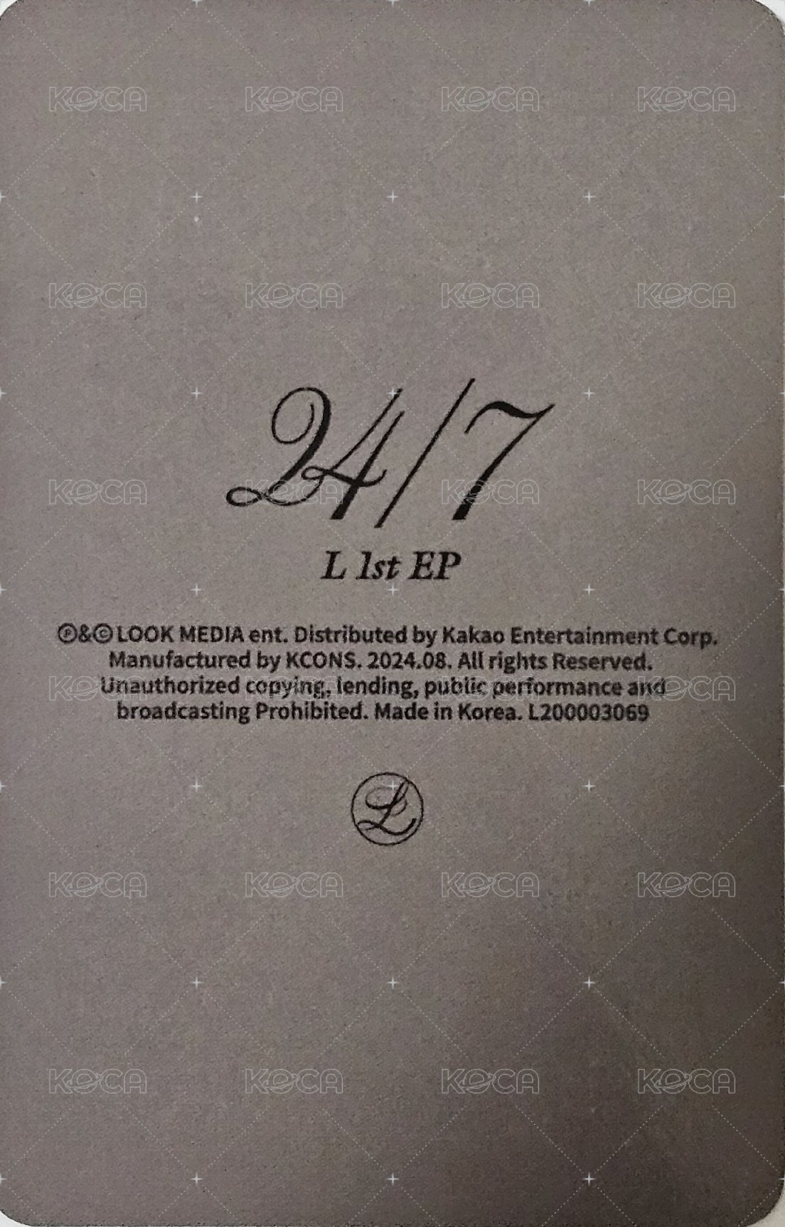 24/7 專輯卡 ORIGINAL CONCEPT 背面