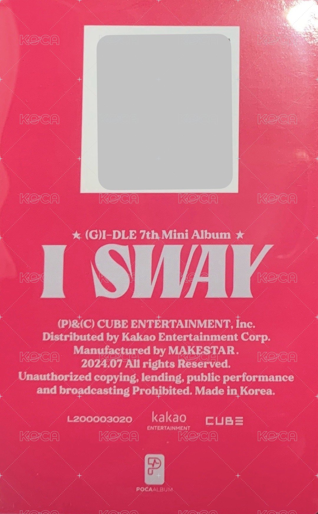 I SWAY 專輯卡 qr卡 Wind ver. 背面
