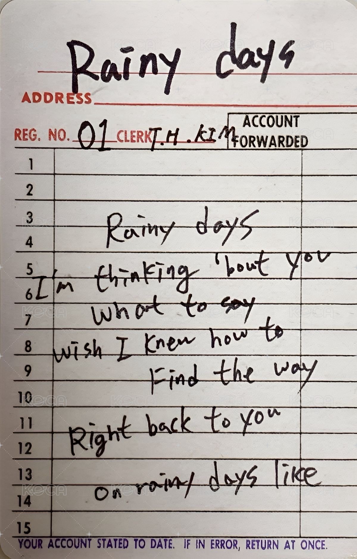 LAYOVER 專輯卡 電子專 背面