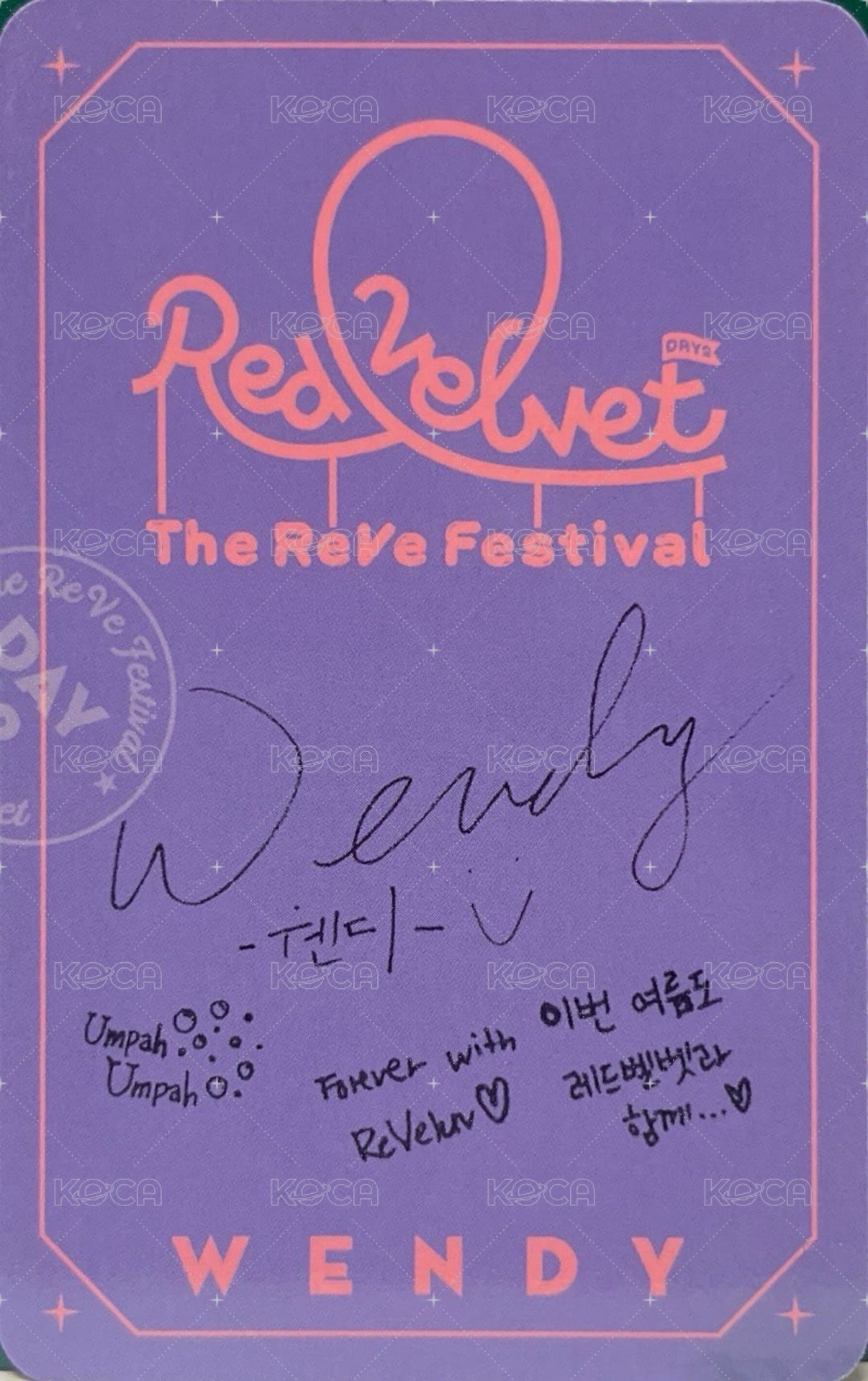 Day 2 專輯卡  背面