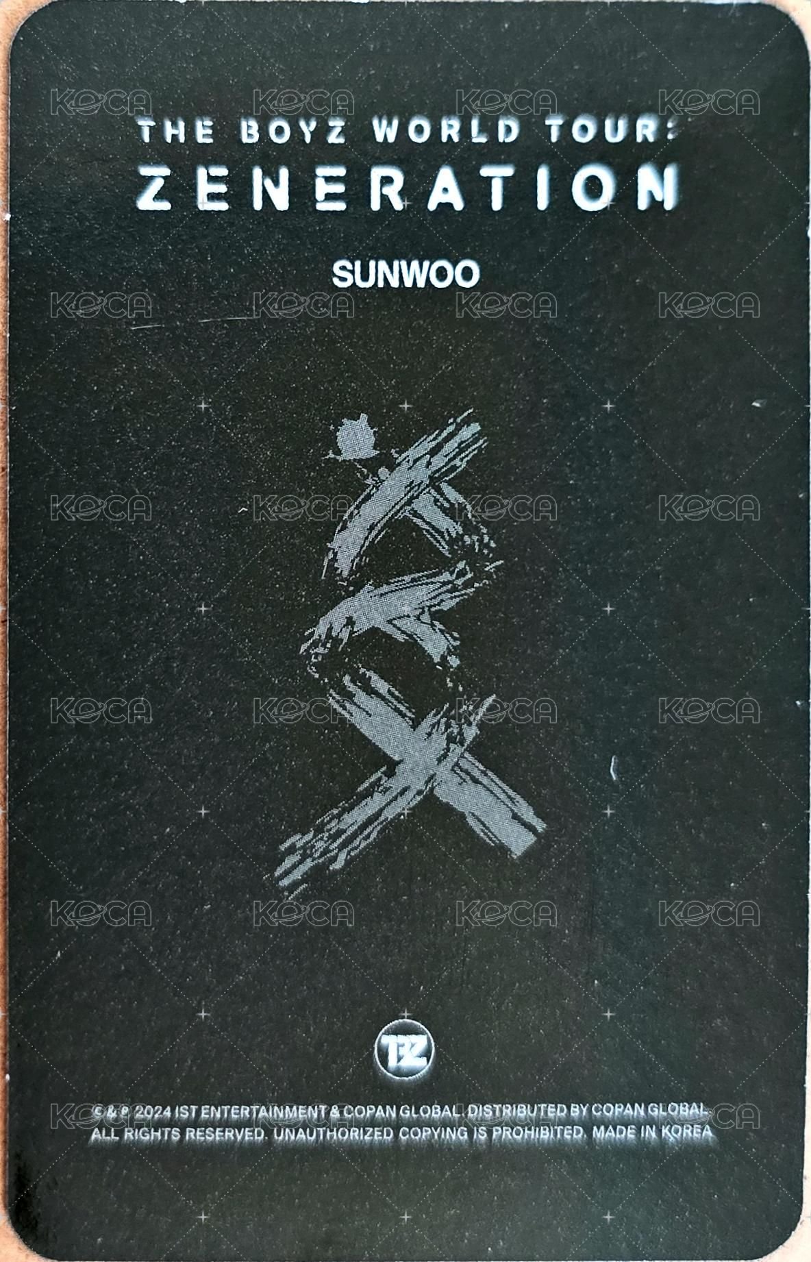 THE BOYZ 2ND WORLD TOUR : ZENERATION 演唱會 DVD / CD 卡  背面