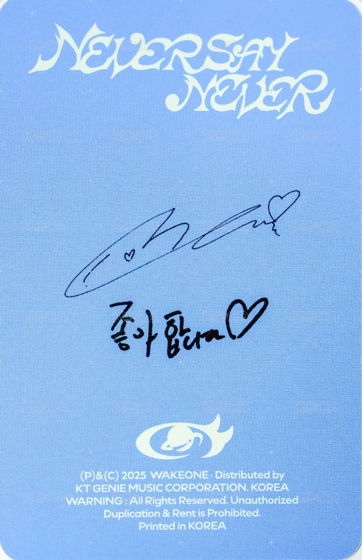 正規一 專輯卡 ORDINARY ver. 背面