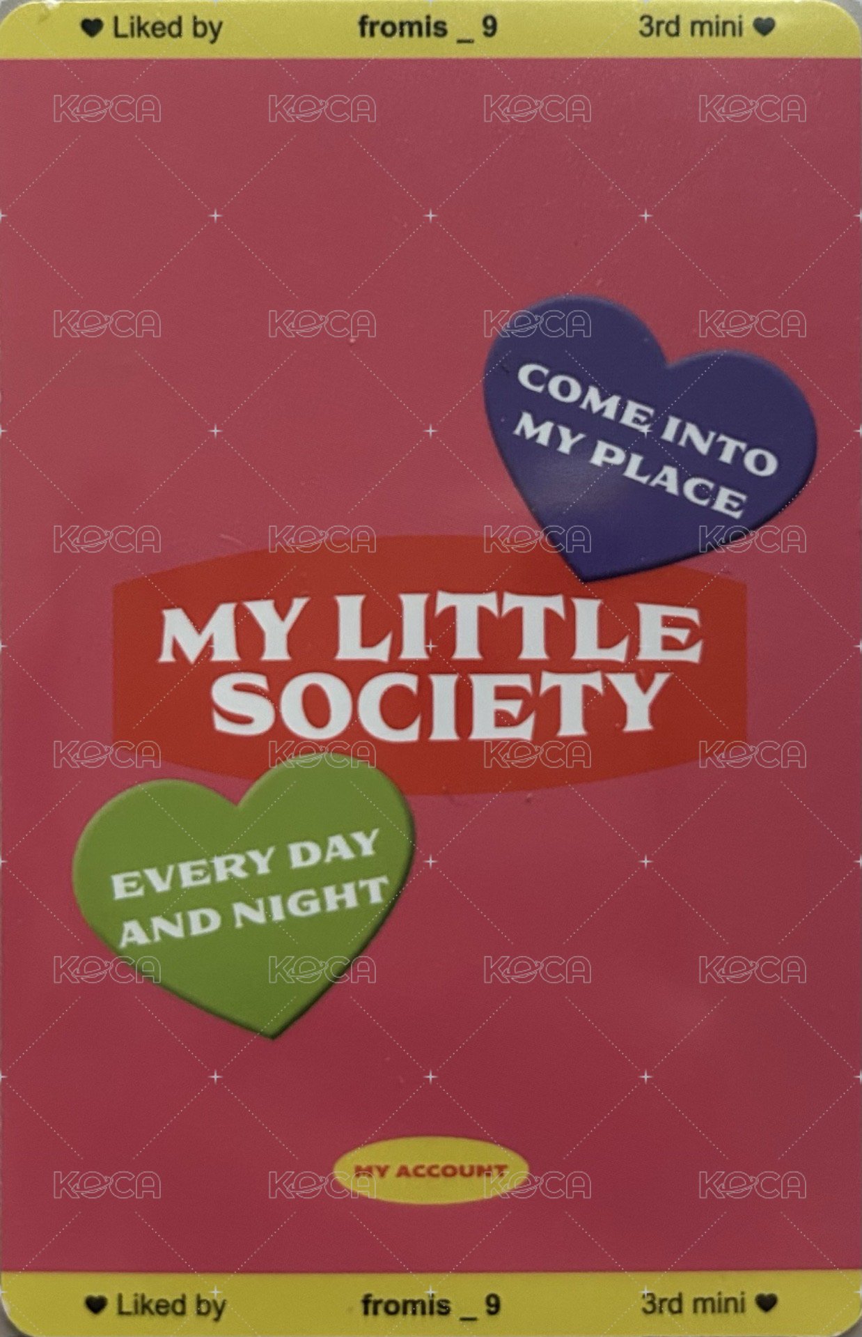 小社會 專輯卡 My account ver. 分隊卡 背面