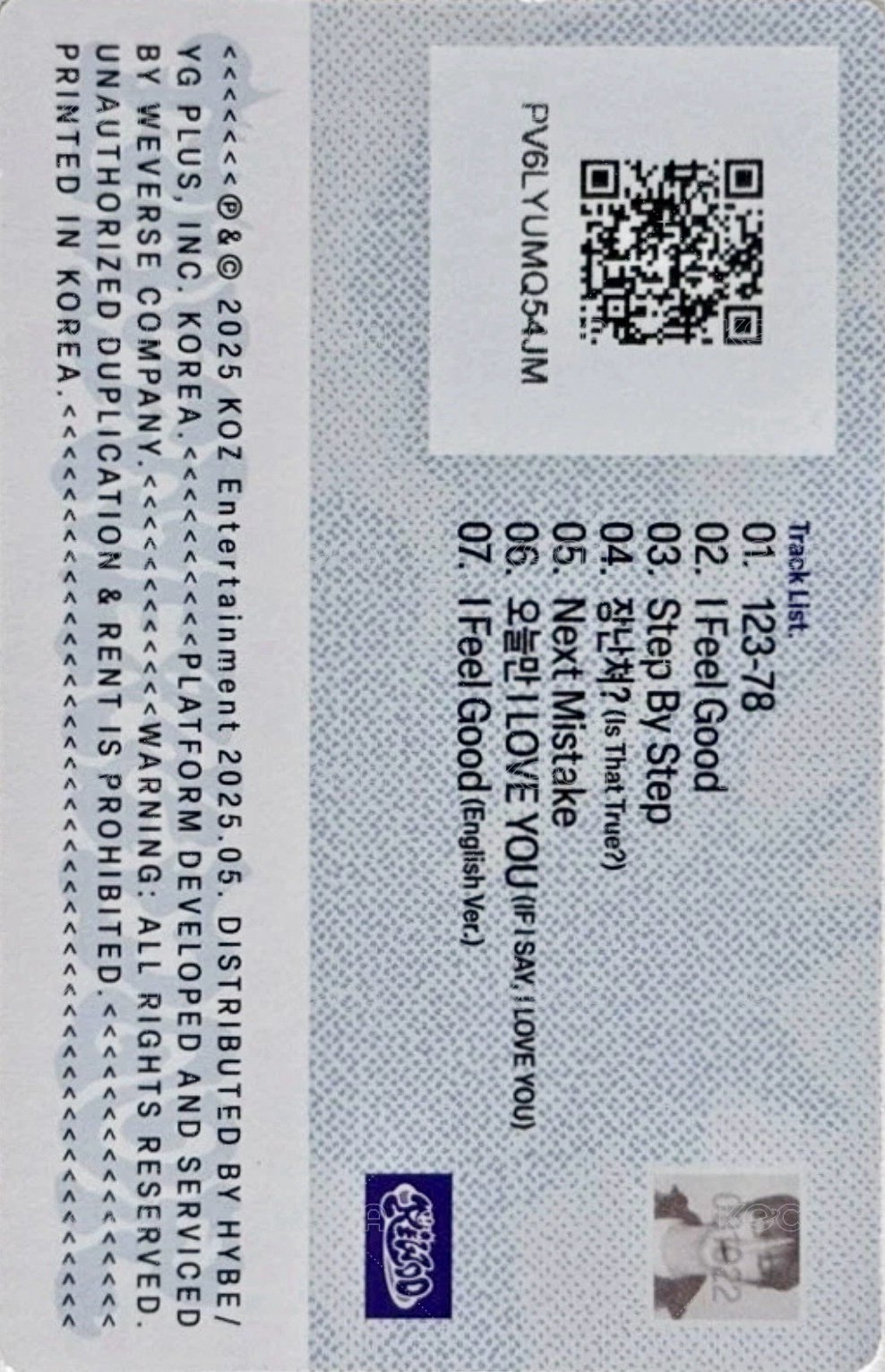 No Genre 專輯卡 電子專 身分證 2 背面