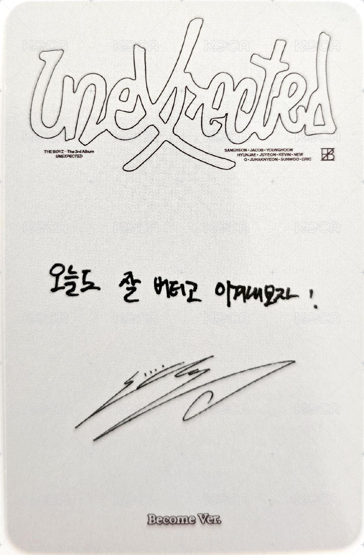 Unexpected 專輯卡  背面