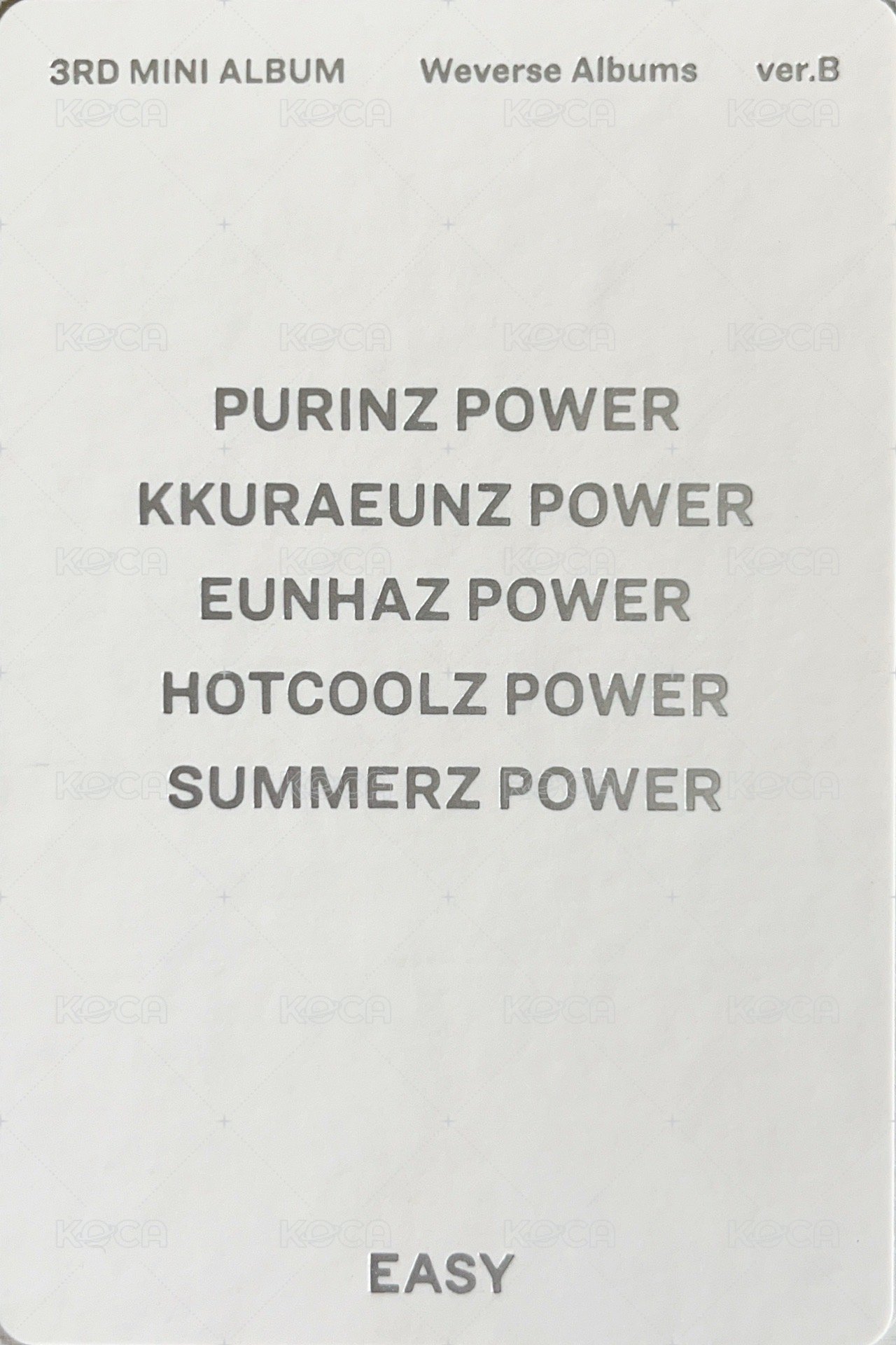 EASY 專輯卡 電子專verB 背面