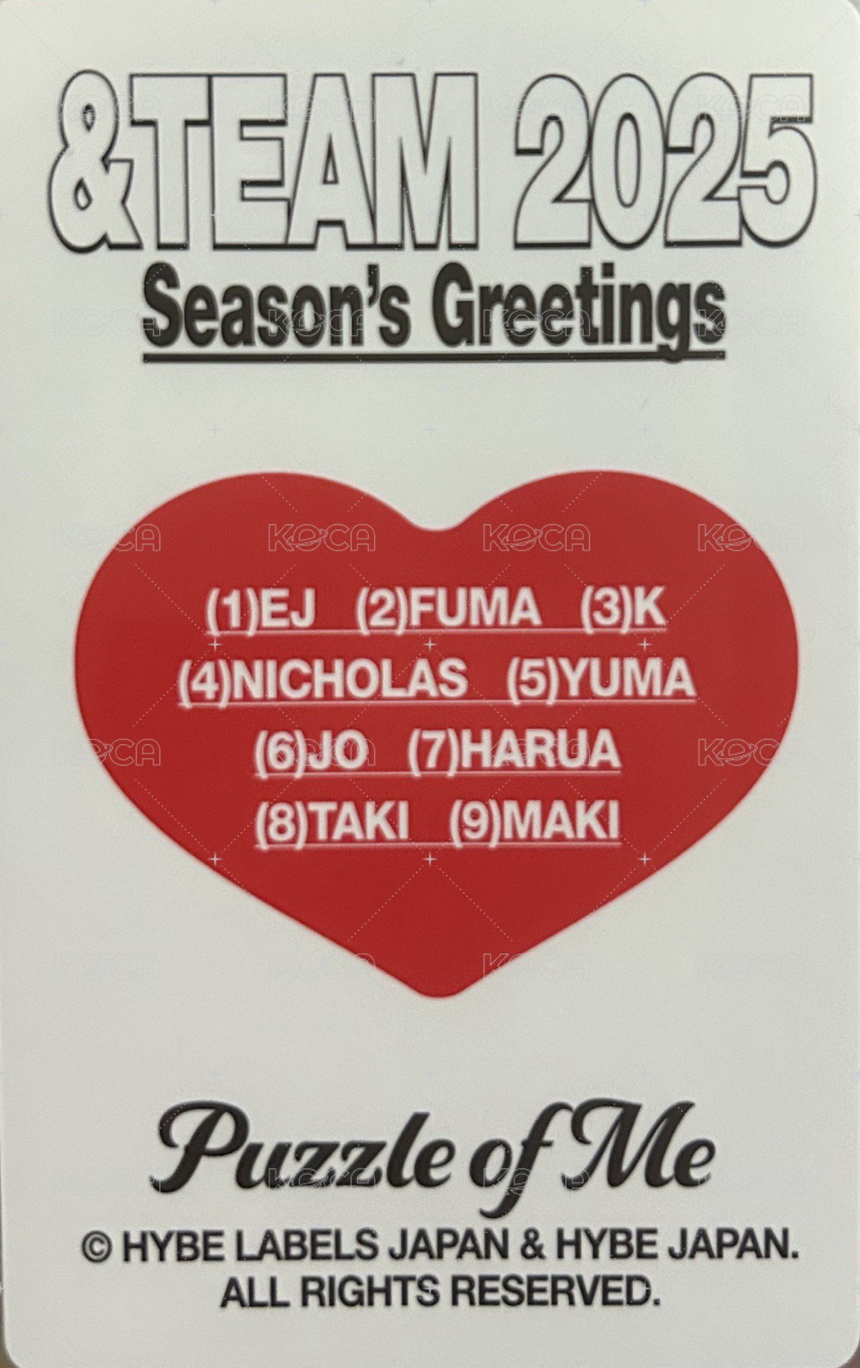 2025年曆 年曆卡 雙人卡 K&Fuma 背面