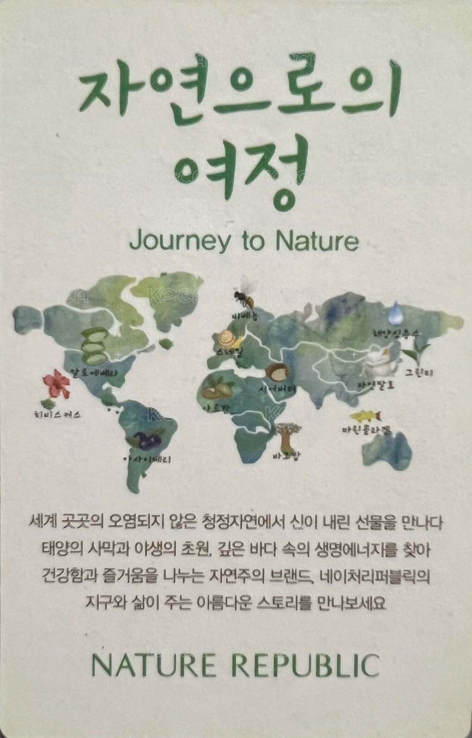 NATURE REPUBLIC 代言卡  背面
