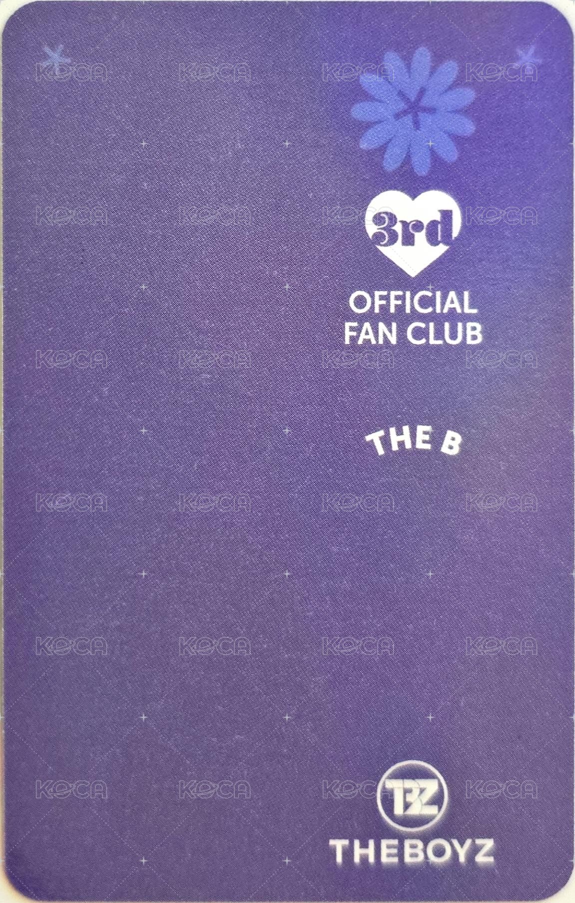 THE BOYZ OFFICIAL FANCLUB [THE B] 3기 會員禮卡  背面