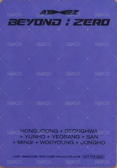 Beyond Zero 專輯卡 BLACK 背面