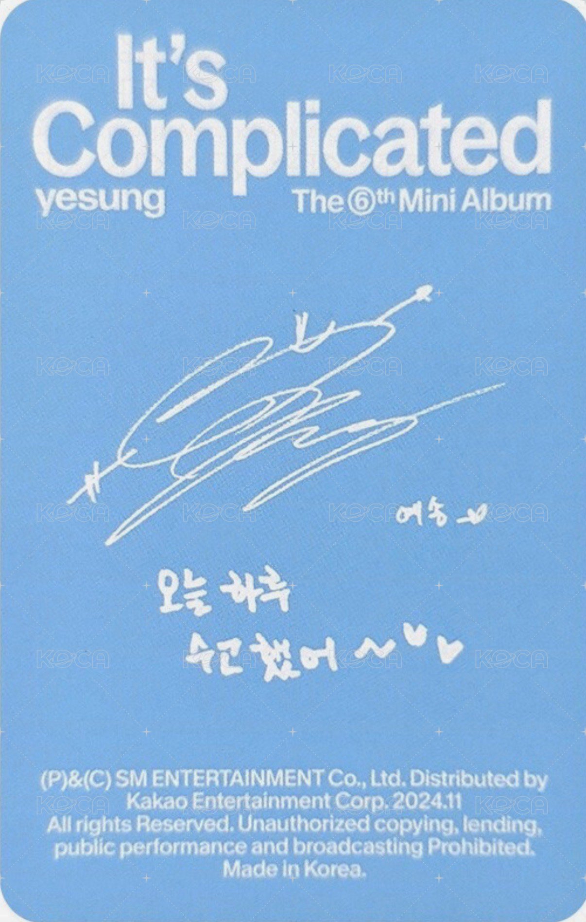 迷六 專輯卡 Feelings ver. 背面