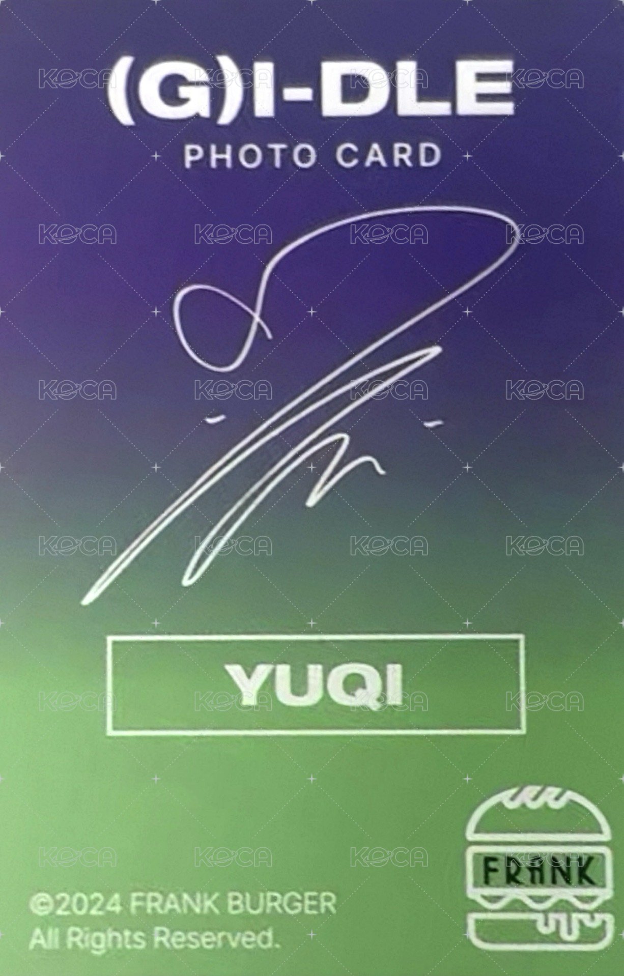 Frank Burger  代言卡  背面