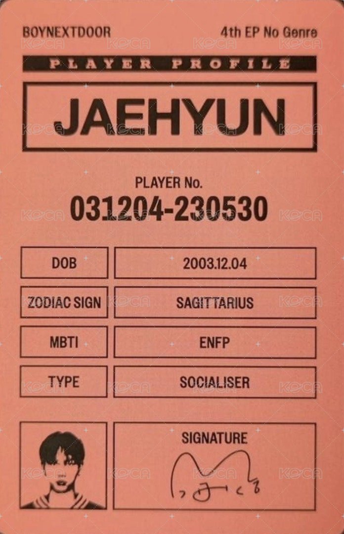 No Genre 專輯卡 Board Game ver.3 背面