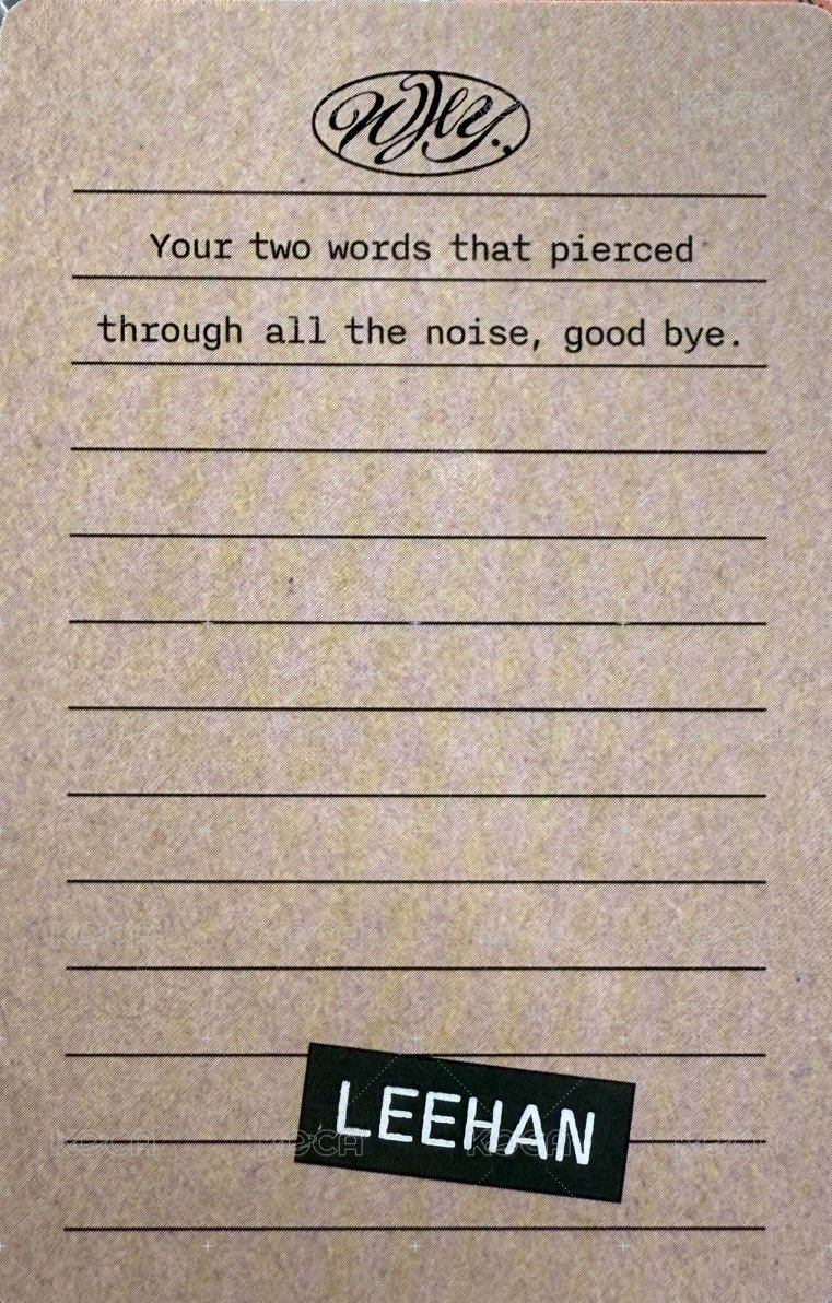 WHY.. 專輯卡 Letter ver. 單封 5 背面